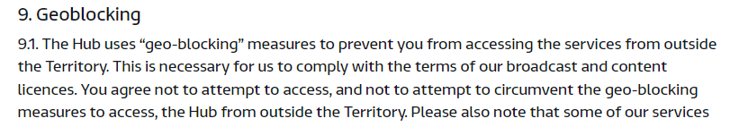 geoblocking itv hub T&C
