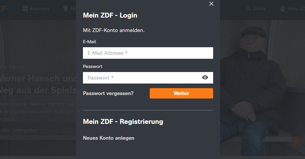 login mein zdf