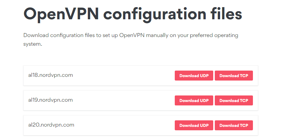 OpenVPN विन्यास फ़ाइलें