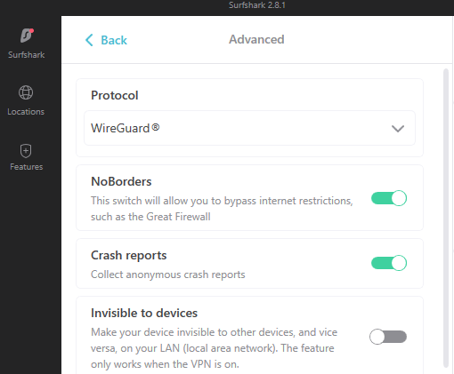 VPN settings