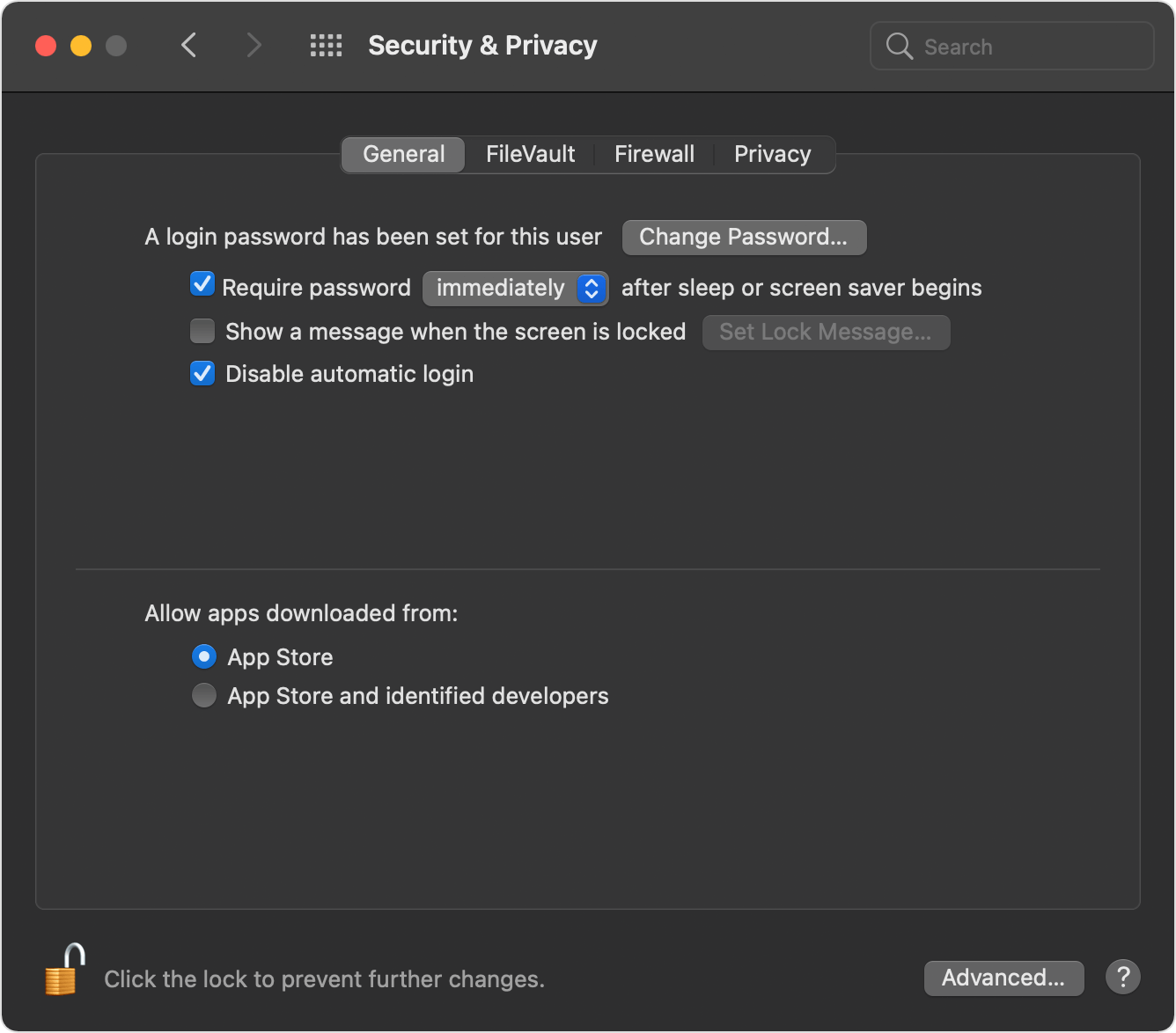 MacOS settings