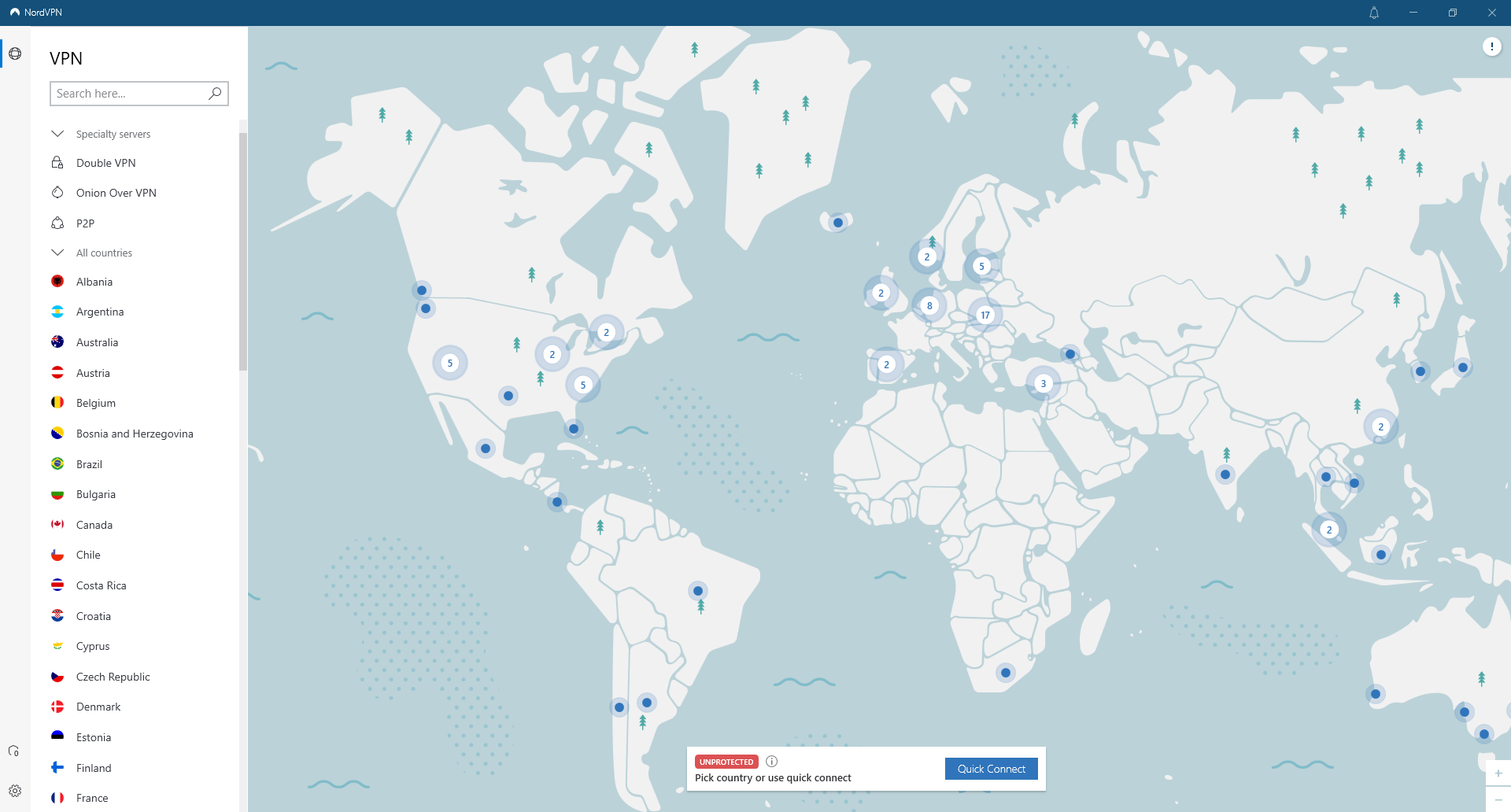 Main screen NordVPN