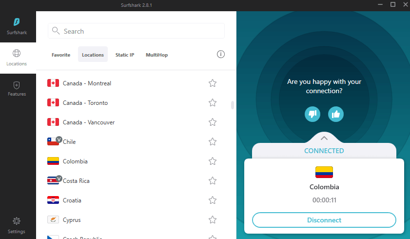 Colombia VPN connection