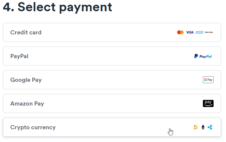 select payment type