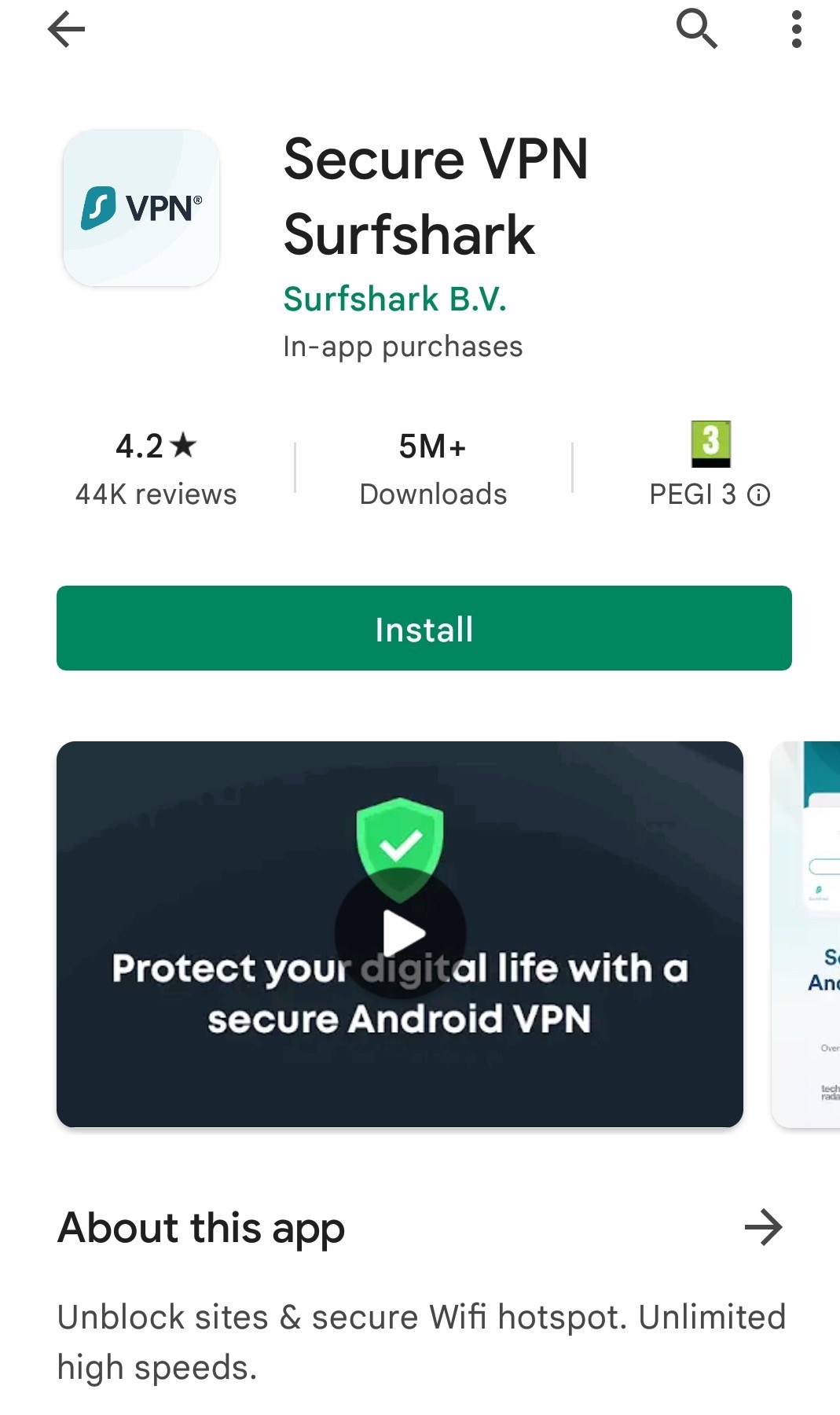 Surfshark install app store