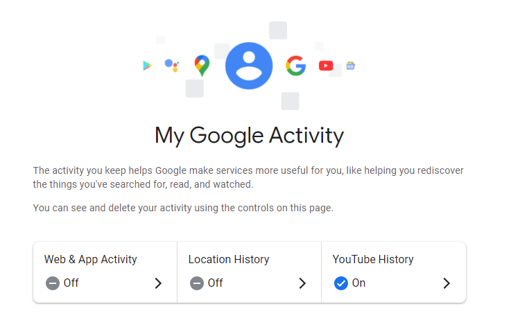 My Google Activity page